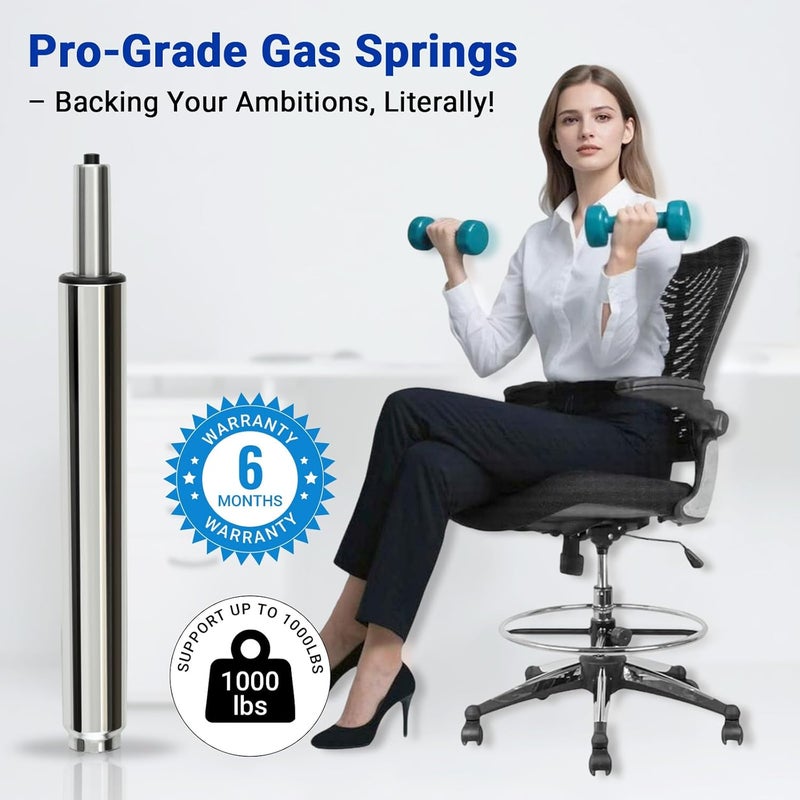 Rythalix 10" Long Adjustable Gas Lift Cylinder Tube for Bar Stool Drafting Chair Replacement Parts - Heavy Duty 1000lbs Class 4 Hydraulic Pneumatic Cylinder Shock Piston Fit for Sinking Drafting Chair - Image 4